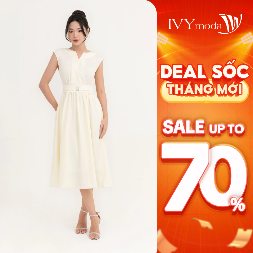 Đầm xòe Tuysi tay hến nữ IVY moda MS 48B9831