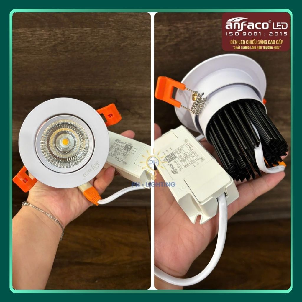 ĐÈN LED ÂM TRẦN CHỈNH HƯỚNG THÂN NHÔM CAO CẤP CHÍNH HÃNG ANFACO AFC734 7W - 9W - 12W
