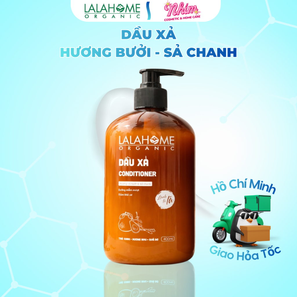 Dầu Xả Hương Bưởi Sả Chanh Lalahome Organic 400ml, Ngăn Ngừa Gàu, Rụng, Tóc Chắc Khỏe