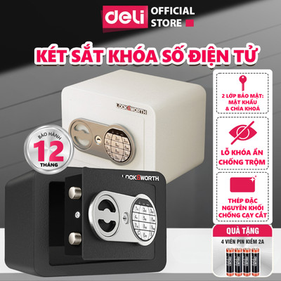 [TẶNG PIN] Két Sắt Mini Deli, Két Sắt Khóa Số Điện Tử Thông Minh Thiết Kế Nhỏ Gọn Chống Gỉ