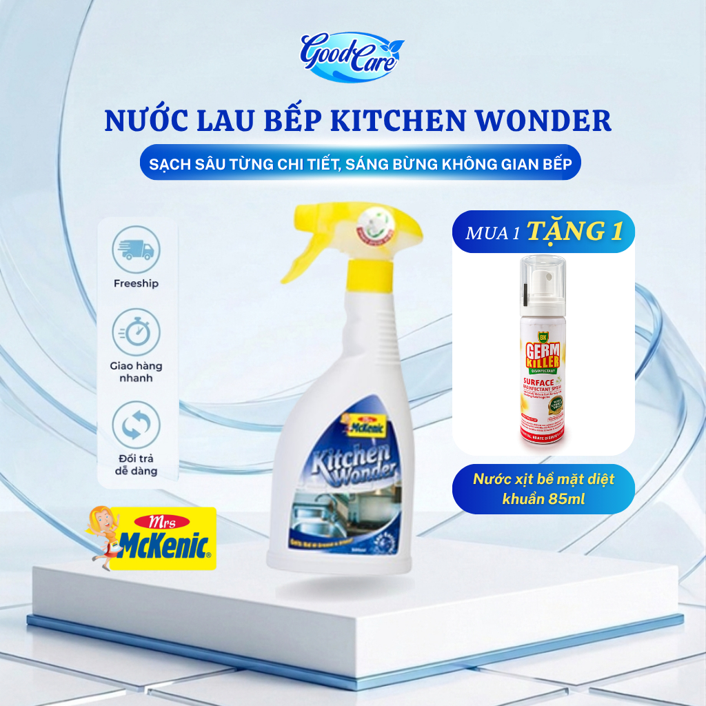 Nước Lau Bếp McKenic Kitchen Wonder 500ml Làm Sạch Bề Mặt Bếp Lò Vi Sóng, Khử Mùi An Toàn. An Toàn