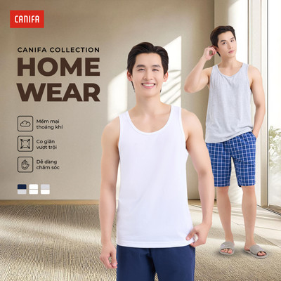 Combo 2 áo ba lỗ CANIFA mặc nhà nam Cotton USA 8LA26A002