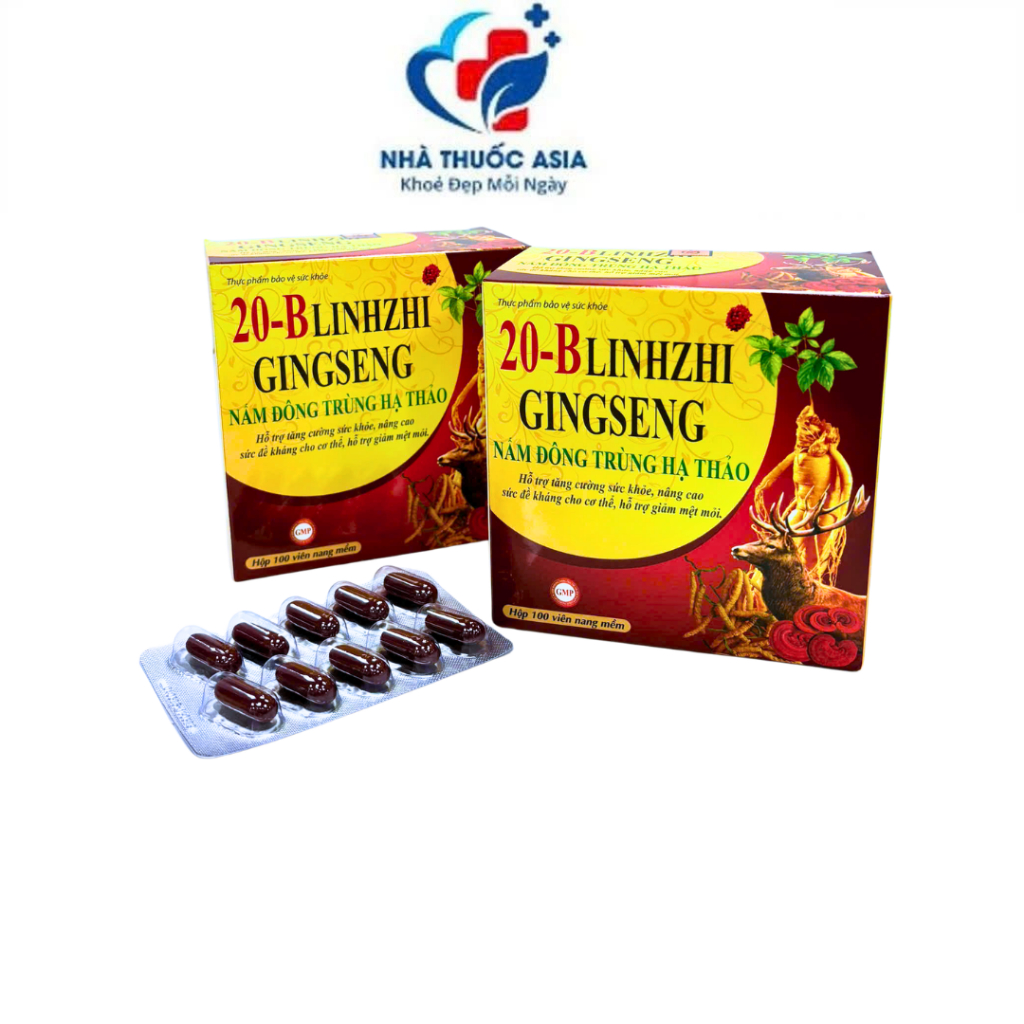 Viên Uống 20B Blinhzhi Ginseng Bổ Sung Vitamin Nhóm B, Hỗ Trợ Giảm Mệt Mỏi - Hộp 100 Viên