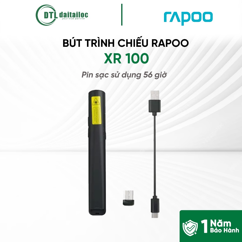 BÚT TRÌNH CHIẾU RAPOO XR100 PIN SẠC | CHÍNH HÃNG | BẢO HÀNH 12 THÁNG