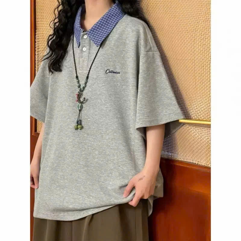 Áo polo phối cổ sơ mi unisex thêu chữ cettaahun chất cotton thoáng mát.Uzang Shop