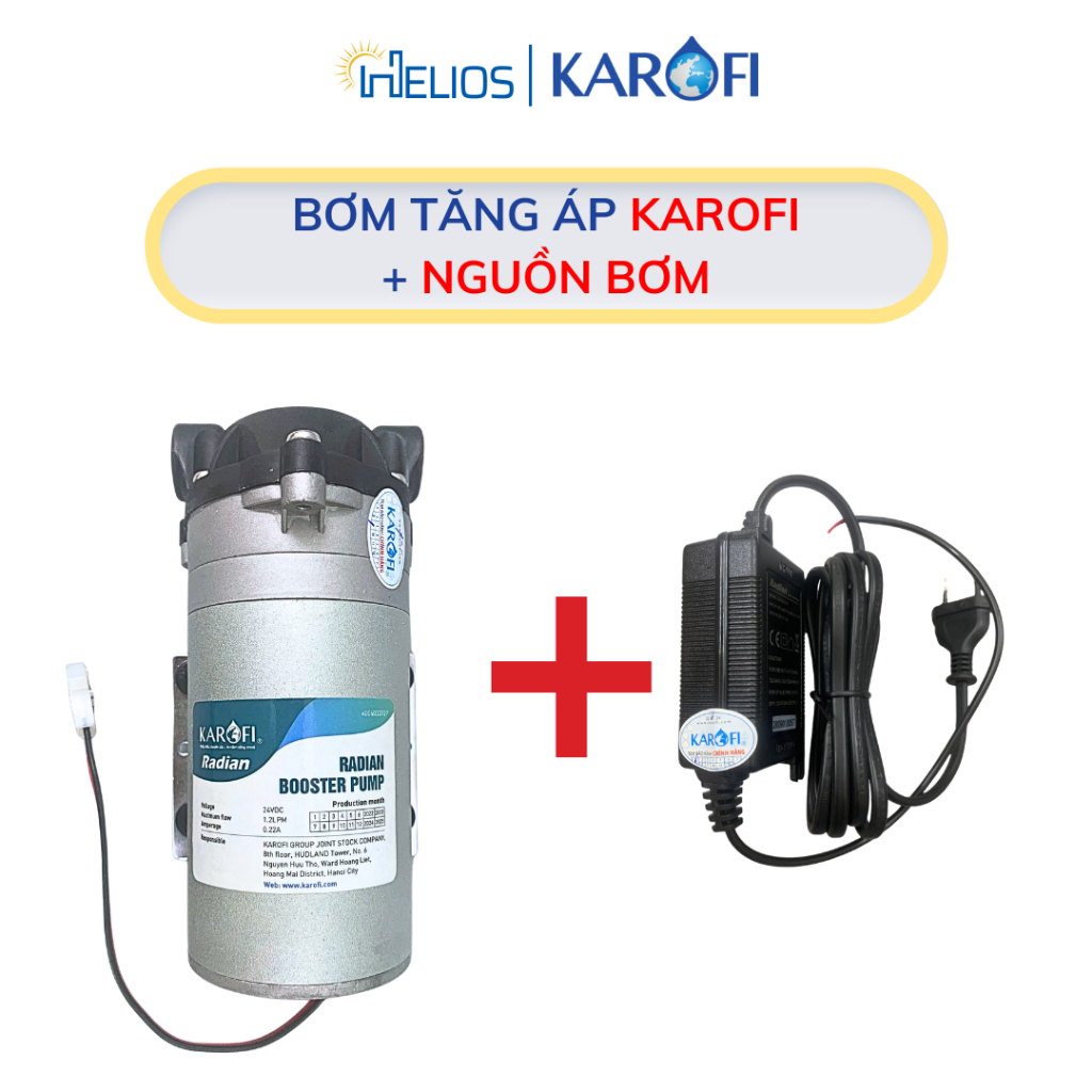 Combo Bơm + Nguồn bơm cho máy lọc RO Karofi, Mutosi, Forseti, Sunhouse,.. và dàn phun sương - Có bảo