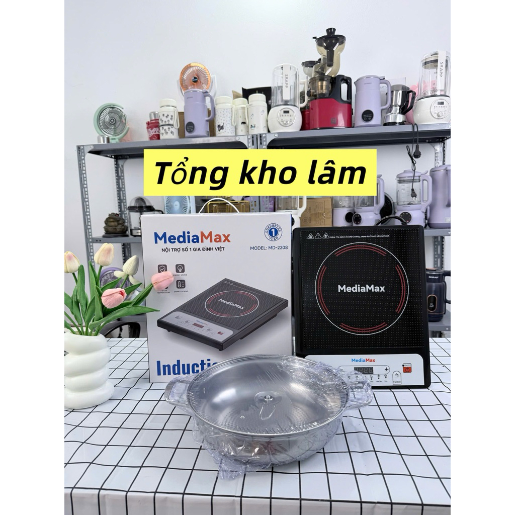 [Tặng Nồi Inox] Bếp Từ Ceramic Media Max Mặt Gốm, 7 Chức Năng , Công Suất 2000w - Bếp Từ MeDiA Max