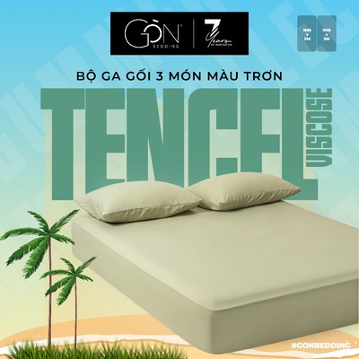 [BST HÈ 2026] Bộ Ga Gối 3 Món Gòn Bedding Lụa Tencel Viscose Cao Cấp Màu Trơn 1m6x2m | 1m8x2m
