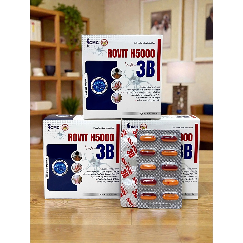 Viên uống bổ sung vitamin nhóm B ROVIT H5000 3B_hộp 10 vỉ x 10 viên_NHÀ THUỐC Bảo Hân