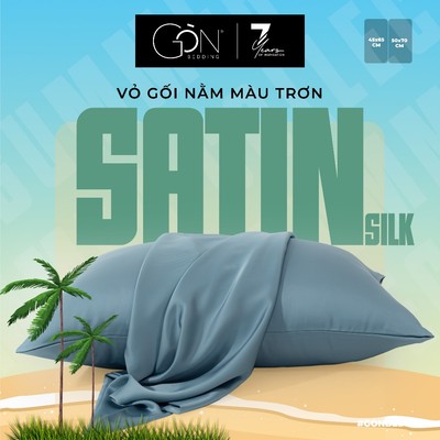 [BST HÈ 2026] Vỏ Gối Nằm Gòn Bedding Lụa Satin Premium Cao Cấp Khoá Kéo Màu Trơn 50x70 cm