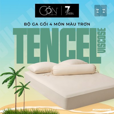 [BST HÈ 2026] Bộ Ga Gối 4 Món Gòn Bedding Lụa Tencel Viscose Cao Cấp Màu Trơn 1m6x2m | 1m8x2m