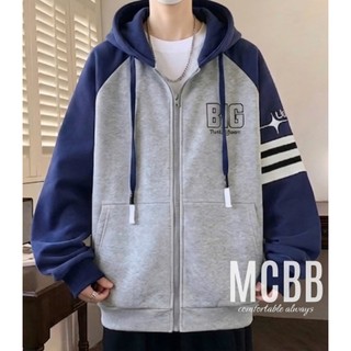 Mcbb áo khoác bé trai 23-52 kg áo gió bé trai form rộng áo hoodie zip dài tay có nón mũ chống nắng