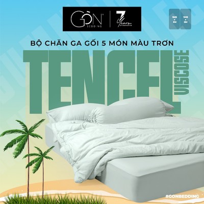 [BST HÈ 2026] Bộ Chăn Ga Gối 5 Món Gòn Bedding Lụa Tencel Viscose Cao Cấp Màu Trơn 1m6x2m | 1m8x2m