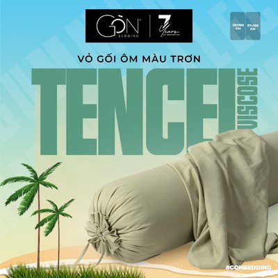 [BST HÈ 2026] Vỏ Gối Ôm Gòn Bedding Lụa Tencel Viscose Màu Trơn 37x105 cm