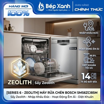 [SERIES 6 - ZEOLITH] Máy Rửa Chén Bosch SMS6ZCI85M Series 6 - Sấy Zeolith - Nhập Khẩu Đức