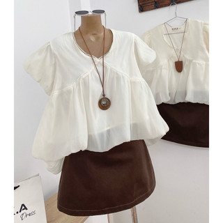 SET ÁO TRỄ VAI BÈO NƠ CỔ + CHÂN VÁY