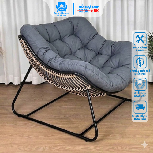 Ghế Papasan Đơn Vỏ Sò - FutureHomes -  Decor Chụp Ảnh Check-in Khung Thép Sơn Tĩnh Điện