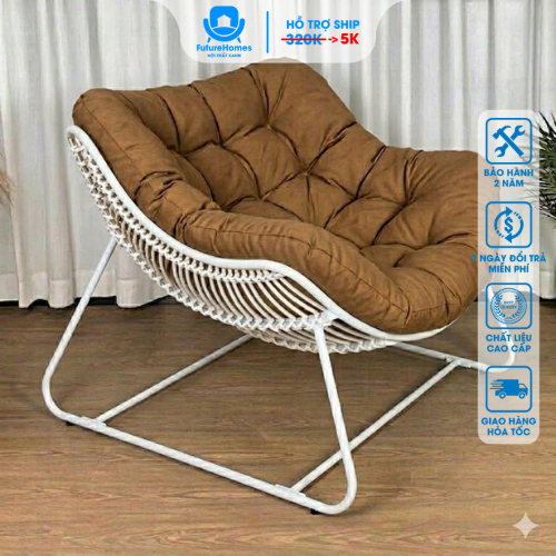 Ghế Papasan Đơn Vỏ Sò - GPVS06 - FutureHomes -  Decor Chụp Ảnh Check-in Khung Thép Sơn Tĩnh Điện