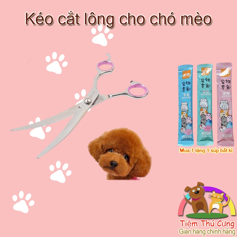 Kéo Cong 7 Inch Cắt Tỉa Lông Chó Mèo Cao Cấp - Kéo Cắt Lông Thú Cưng Chuyên Dụng Tạo Kiểu Bo Tròn Đầu, Mặt, Mông