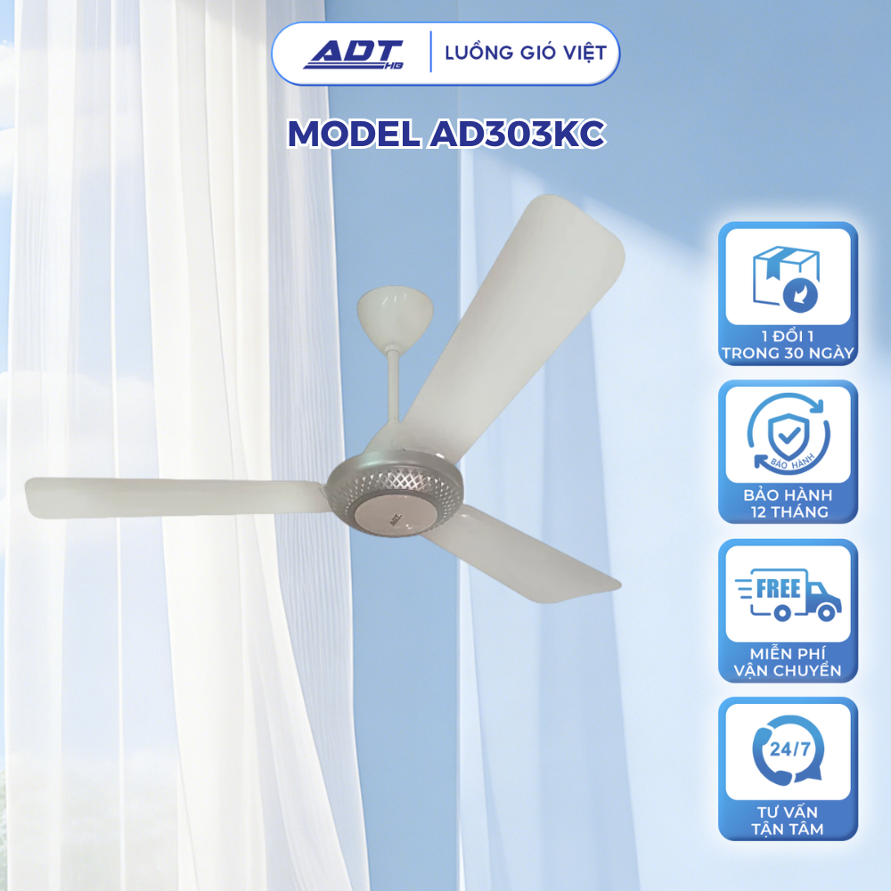 Quạt Trần ADT Model AD303KC Động Cơ AC Inverter 66W – Quạt Trần 5 Cánh 55 Inches Hiệu Suất Ổn Định