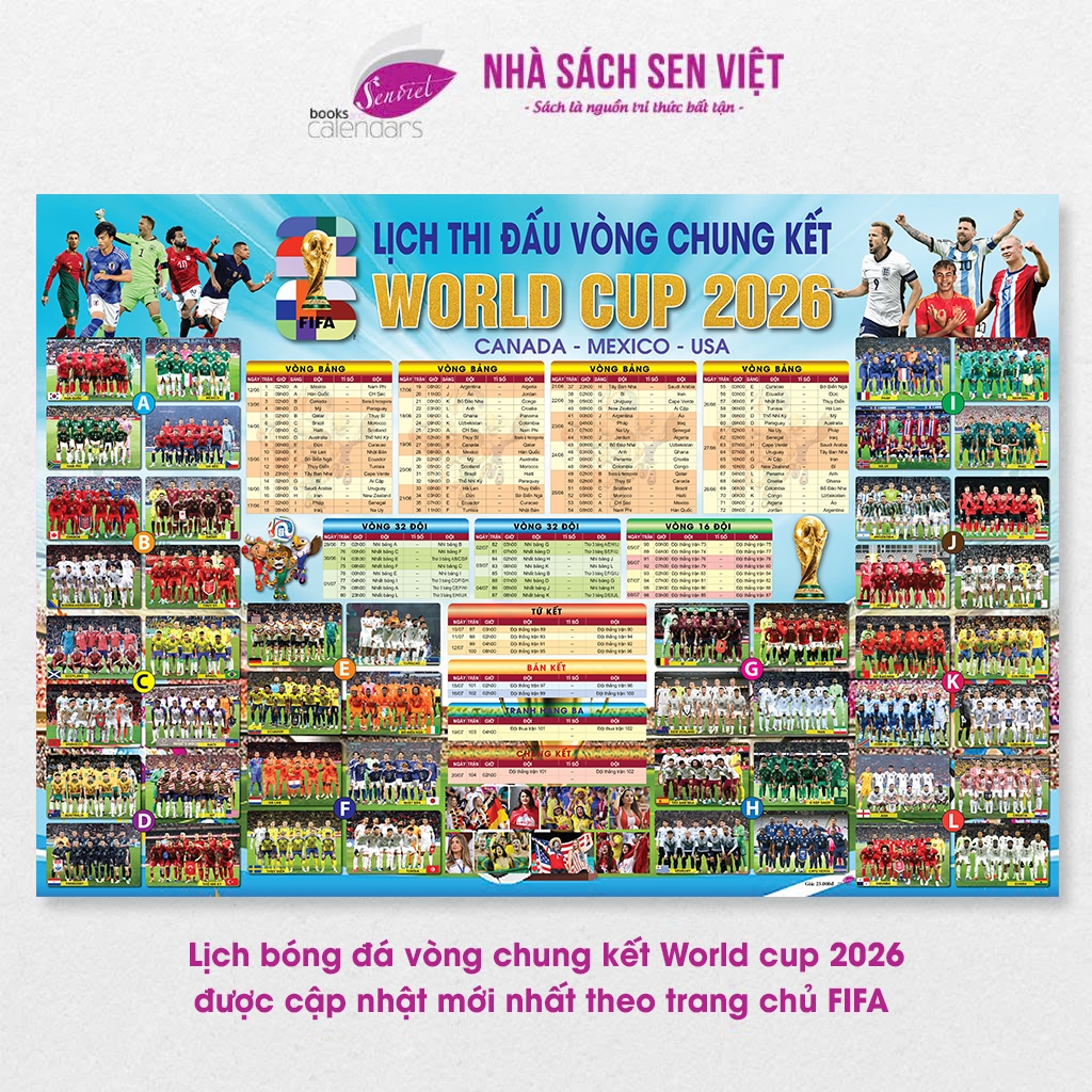 Lịch thi đấu bóng đá, lịch thi đấu vòng chung kết WORLD CUP 2026, lịch dán tường world cup 2026 - SV
