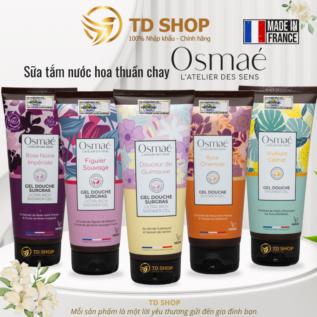[NK Pháp] Sữa tắm thuần chay hương nước hoa Osmaé 200ml - TD Shop