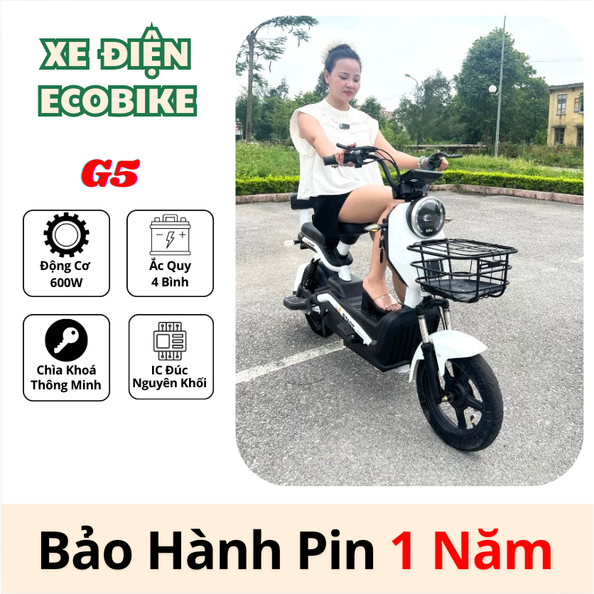 Xe điện G5 động cơ 600w sử dụng Ic đúc chống nước trang bị 4 bình ắc quy đi được 40km 1 lần sạc đầy