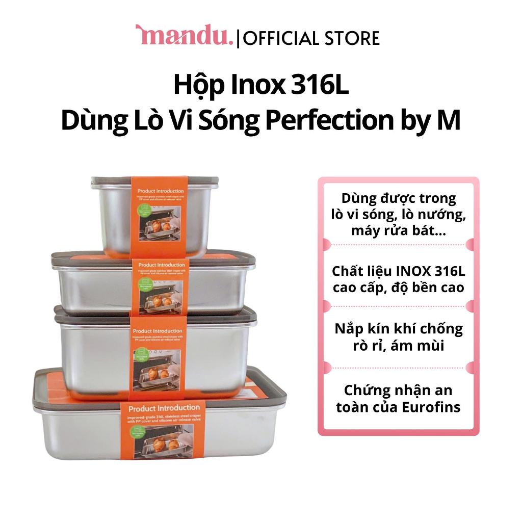 [ CHÍNH HÃNG ] Hộp inox 316L dùng lò vi sóng Perfection by M, đựng thực phẩm, trữ đông, nắp kín