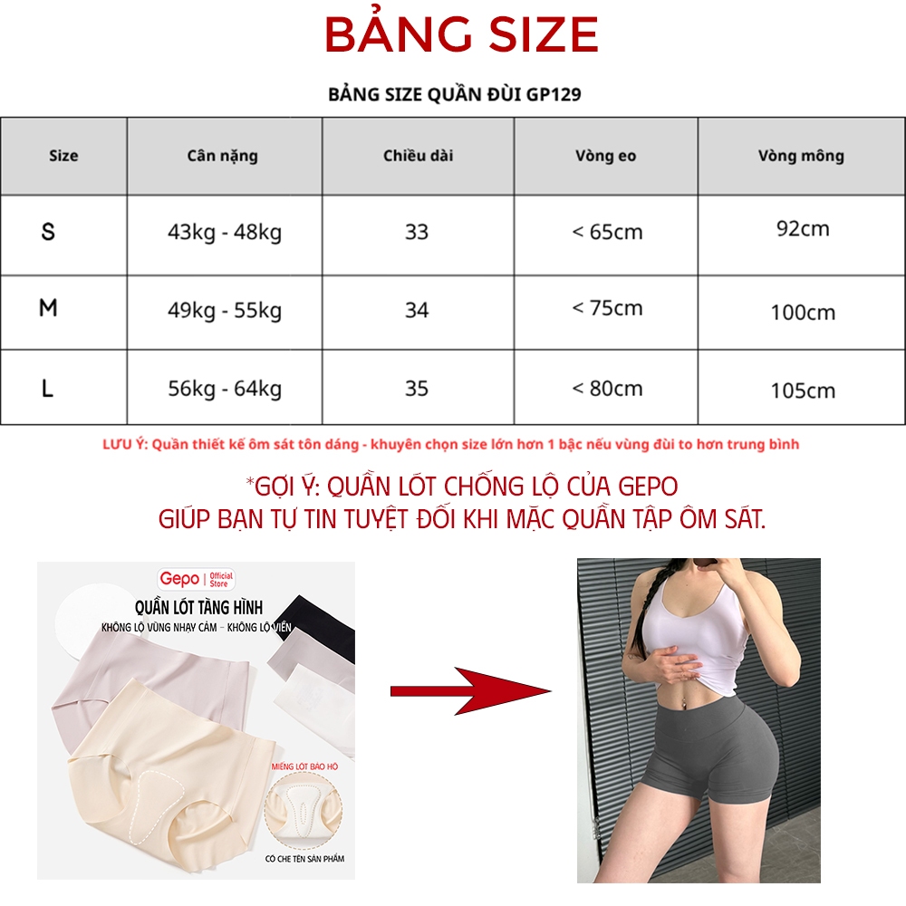 GEPO Quần Short Đùi Tập Gym Cạp Cao Lưng V Có Chun Bản Nâng Cấp 10%Elsaten GP129 | BigBuy360 - bigbuy360.vn
