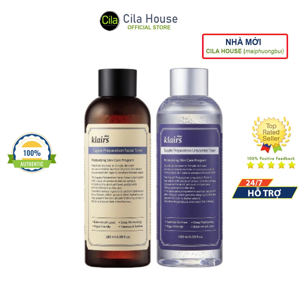 Nước Hoa Hồng Klairs Supple Preparation Toner 180ml - Cila House