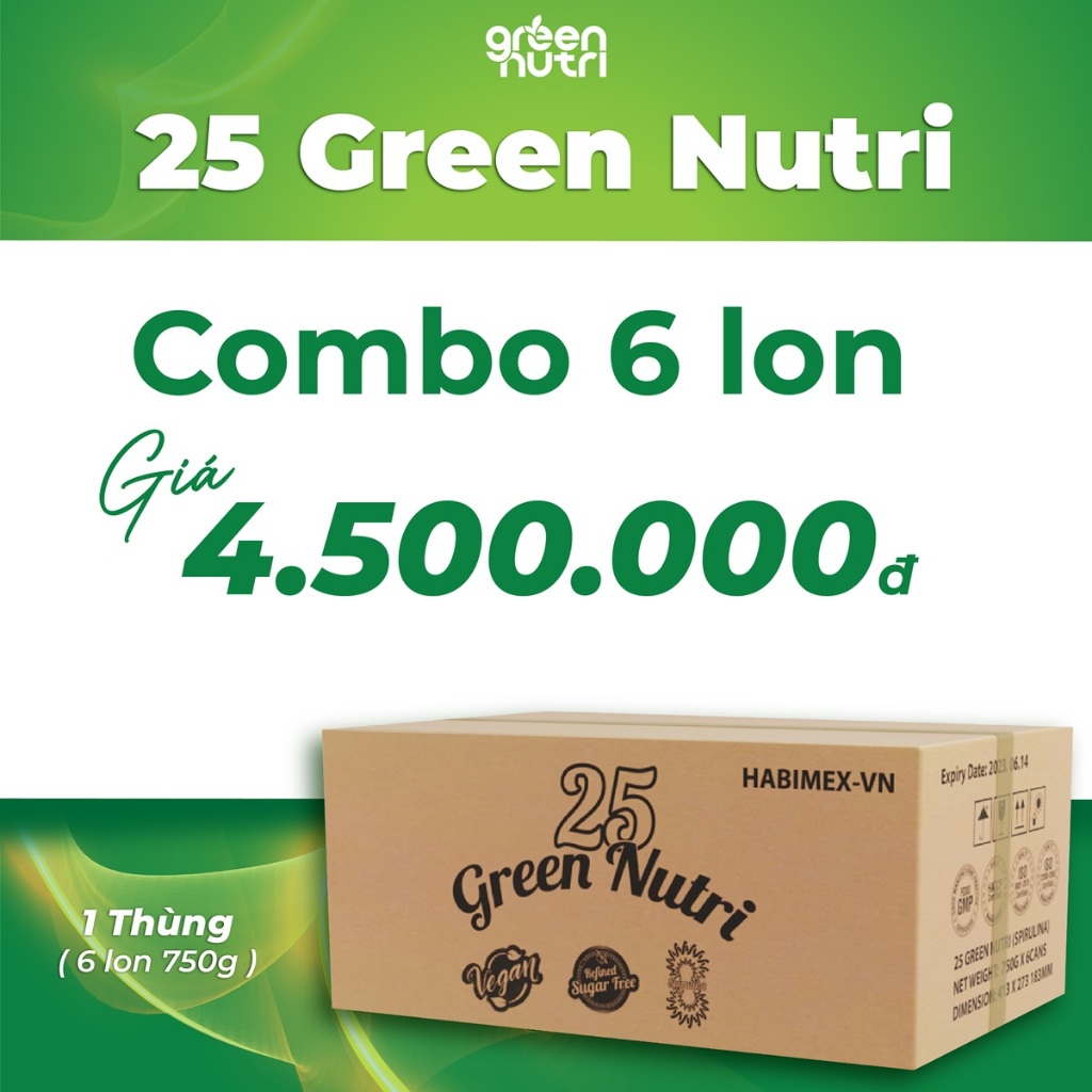 [GIÁ TỐT NHẤT] Combo 6 Lon Sữa Hạt Ngũ Cốc 25 Green Nutri Thành Phần 25 Loại Hạt Đậu [Lon 750gr]