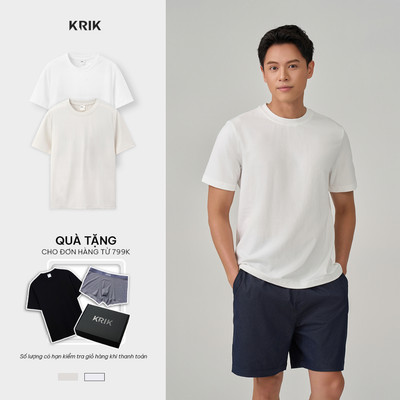 Áo Phông Nam KRIK Form Regular  Chất Liệu Cotton Cao Cấp Mềm Mại Thiết Kế Bề Mặt Texture AP1466