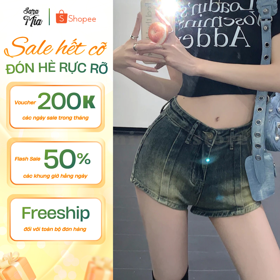 Quần short jeans nữ vải bò quần đùi cạp cao denim dáng ngắn ôm eo tôn dáng màu xanh S8 | BigBuy360 - bigbuy360.vn