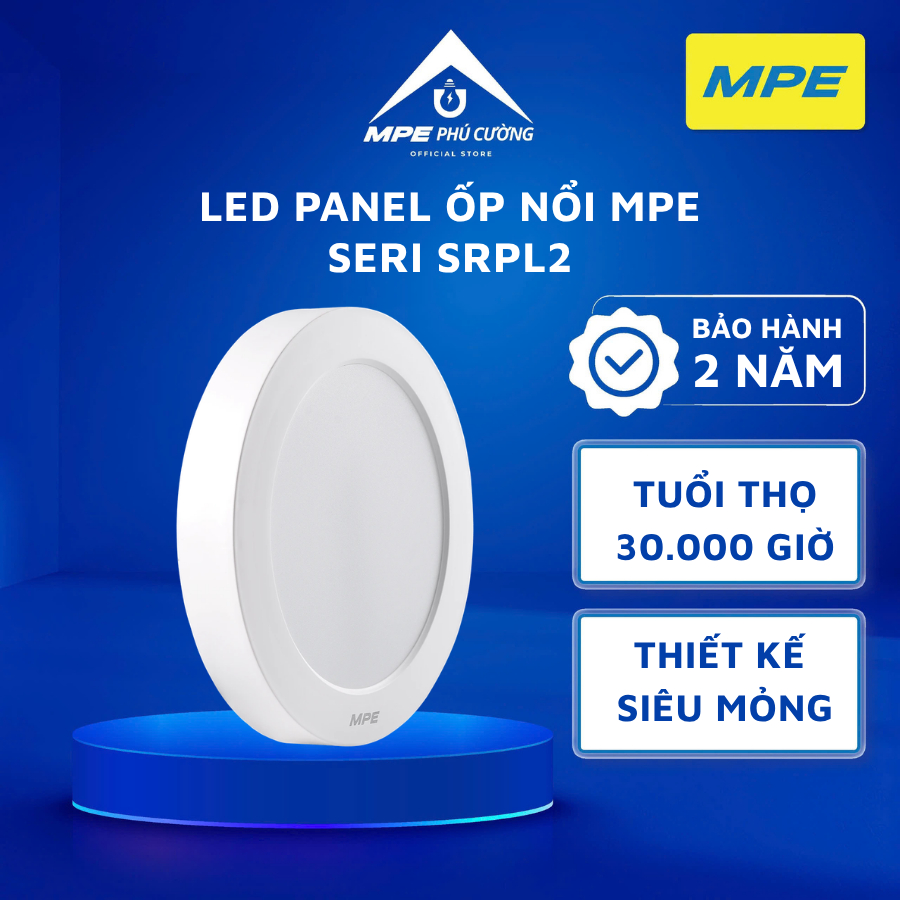 Đèn Led Panel Ốp Nổi MPE nhựa, mặt tròn SRPL2, Led Panel tròn Ốp Trần 12W, 18W, 24W, tích hợp Driver