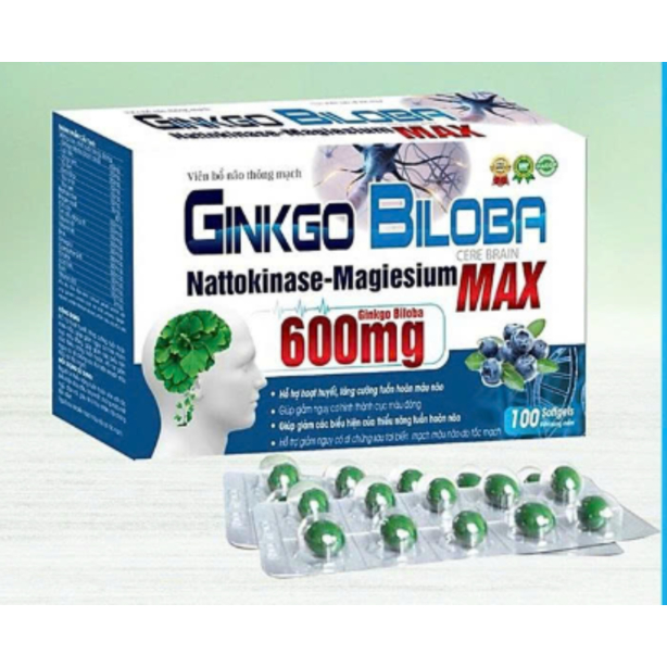 Ginkgo Biloba 600mg  cường trí nhớ, chứng mất ngủ hoạt huyết dưỡng não, đau đầu chóng mặt  Ginkgo BI