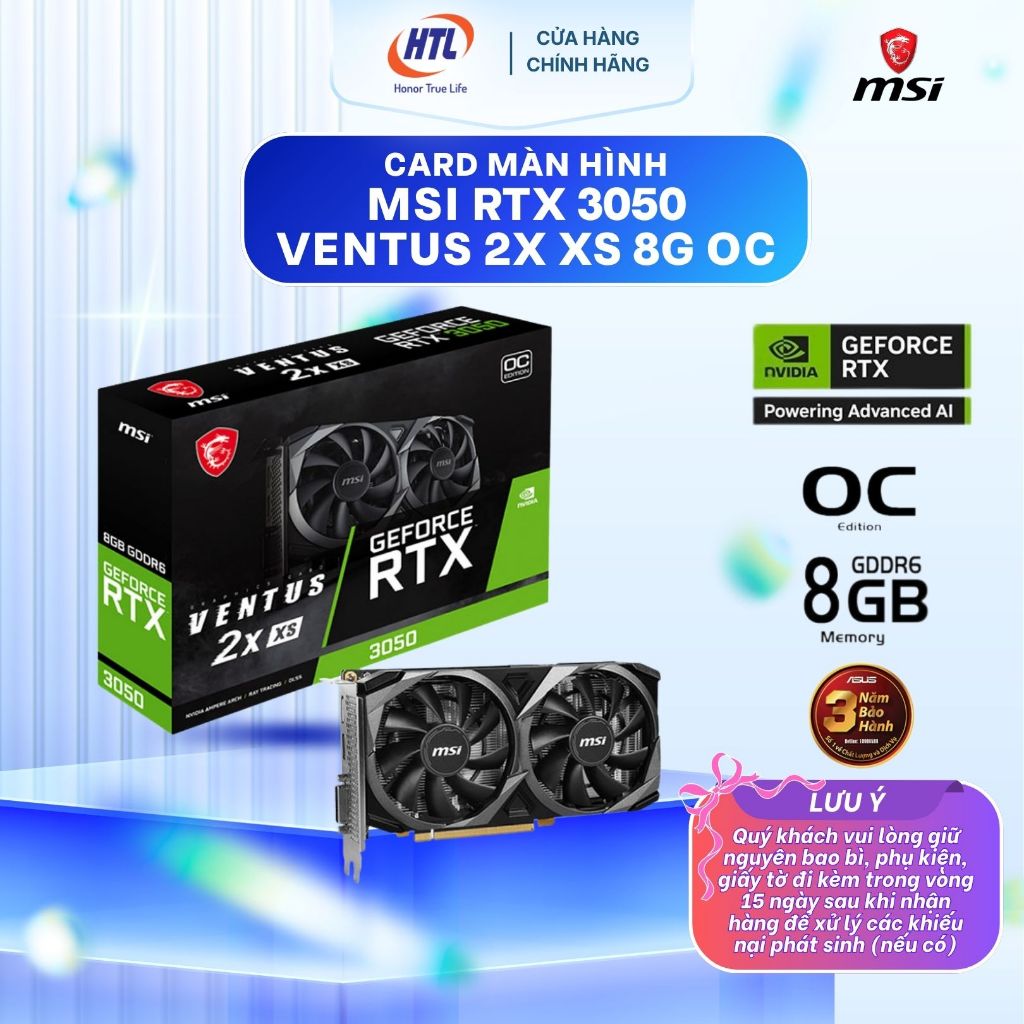 Card màn hình MSI RTX 3050 VENTUS 2X XS 8G OC (HÀNG CHÍNH HÃNG)