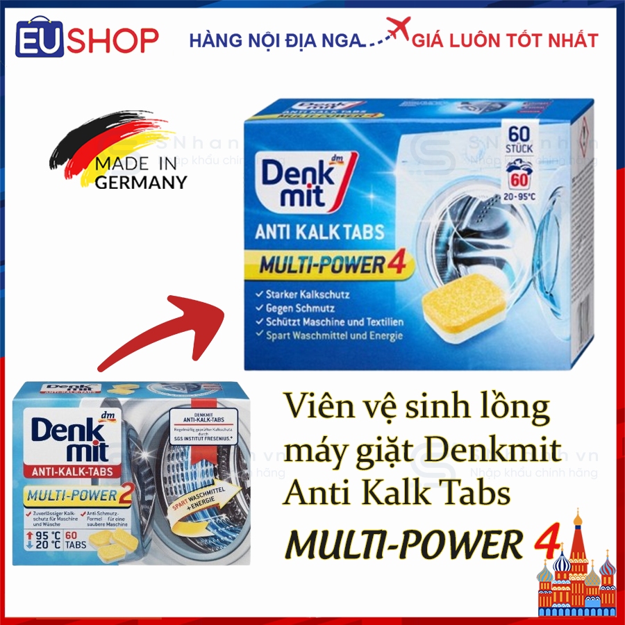 Viên tẩy lồng máy giặt Denkmit Anti Kalk Tabs MULTI-POWER4 Đức