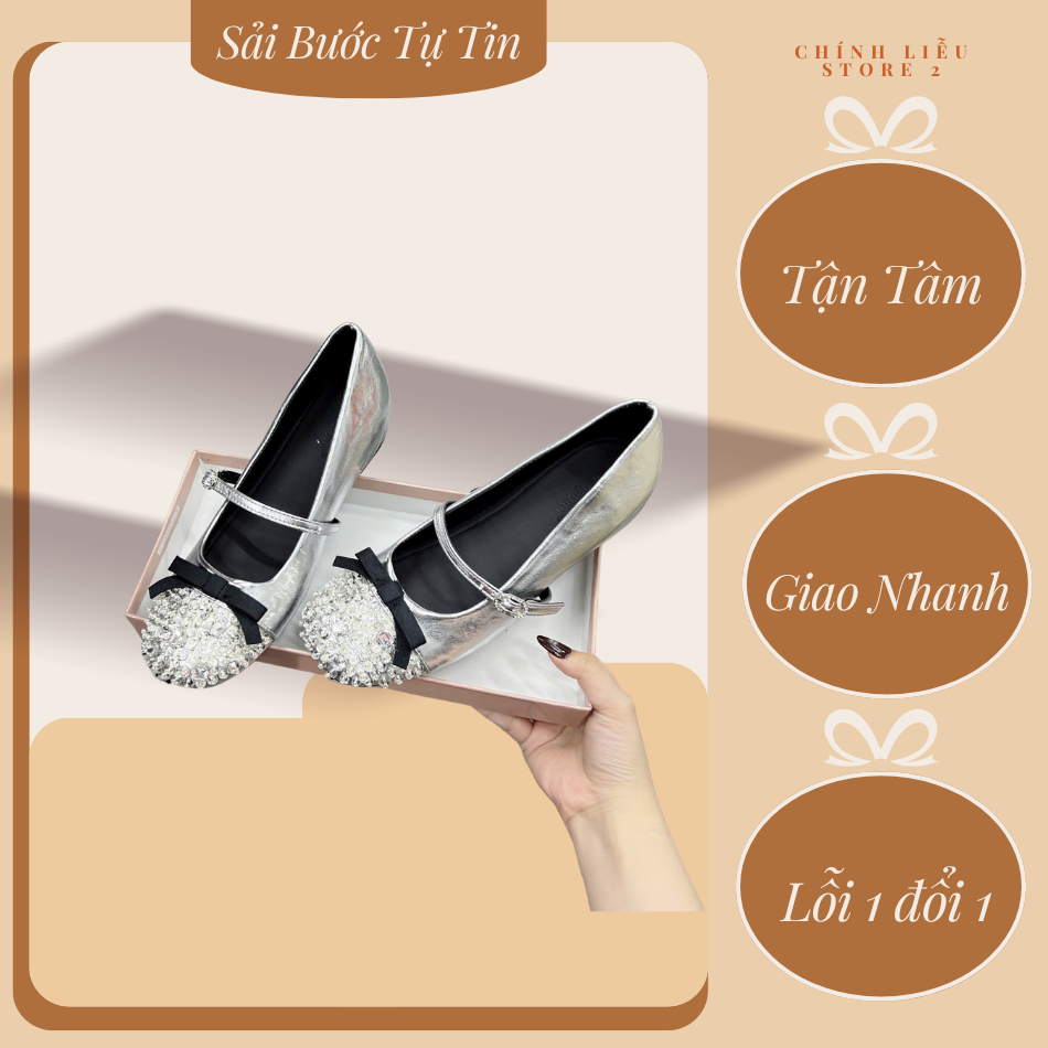 GIÀY MARY JANE ĐÍNH ĐÁ PHỐI NƠ – SANG TRỌNG, TIỂU THƯ – CHÍNH LIỄU STORE 2