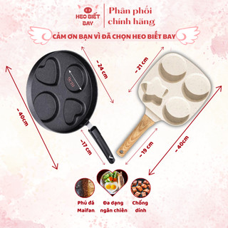 Chảo 4 Ngăn Phủ Đá Maifan Chống Dính Có Ngăn Trái Tim – Chiên 4 Trứng Cùng Lúc, Dễ Thương Cho Bé