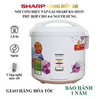 Nồi cơm điện chống dính sharp ks-181tjv, ks-18tjv dung tích 1.8 lít - bảo hành 12 tháng toàn quốc