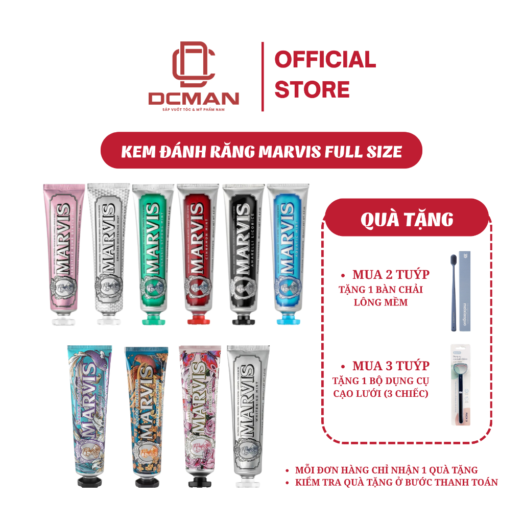 Kem Đánh Răng Marvis Toothpaste Chính Hãng 75ML/85ML Nhiều Mùi Hương, Hỗ Trợ Trắng Răng