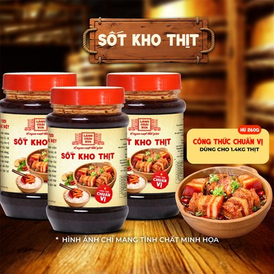 [COMBO 3 HỦ] Sốt kho thịt LÀNG CHÀI XƯA hủ 260g công thức chuẩn vị bếp quê nhà kho được 1.4kg thịt