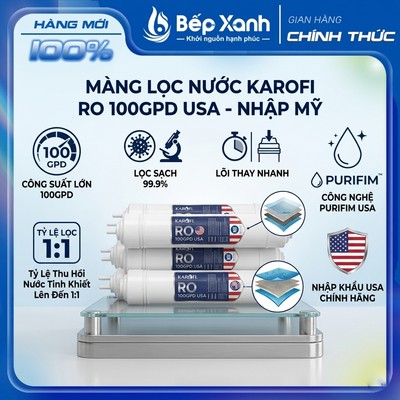 [Bộ HP 6.2/Màng RO] Màng lọc nước Karofi RO 100GPD USA - nhập Mỹ - 2 chấu trên 1 chấu dưới