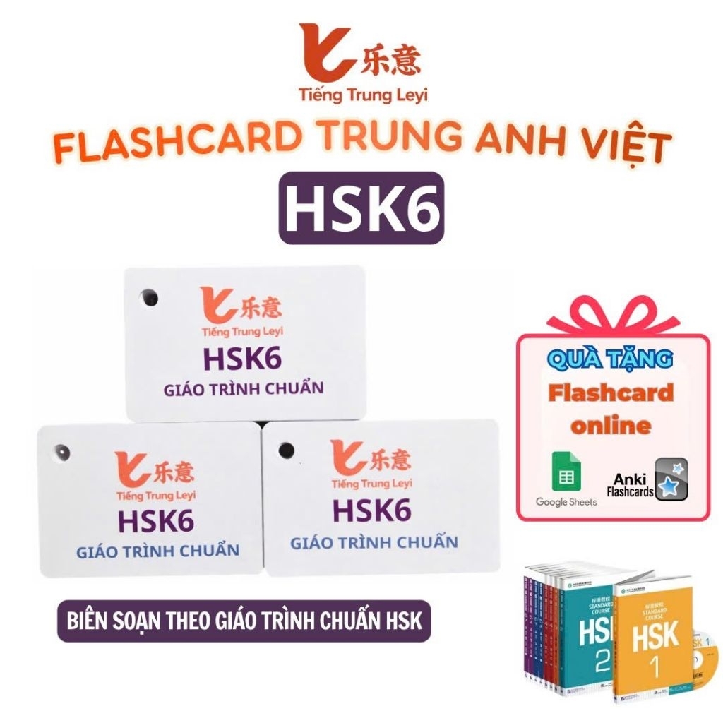 Thẻ Flashcard Tiếng Trung HSK6 học từ vựng Trung Anh Việt (Tặng Flashcard Online) Tiếng Trung Leyi