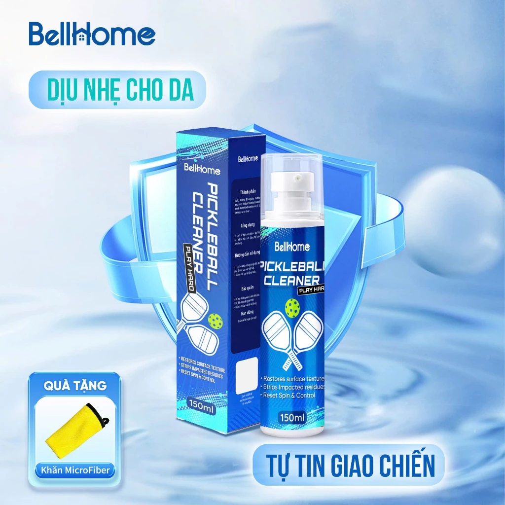 Xịt vệ sinh vợt Pickleball BellHome 150ml, Làm sạch vợt pickleball, bảo vệ mặt vợt, duy trì độ bền