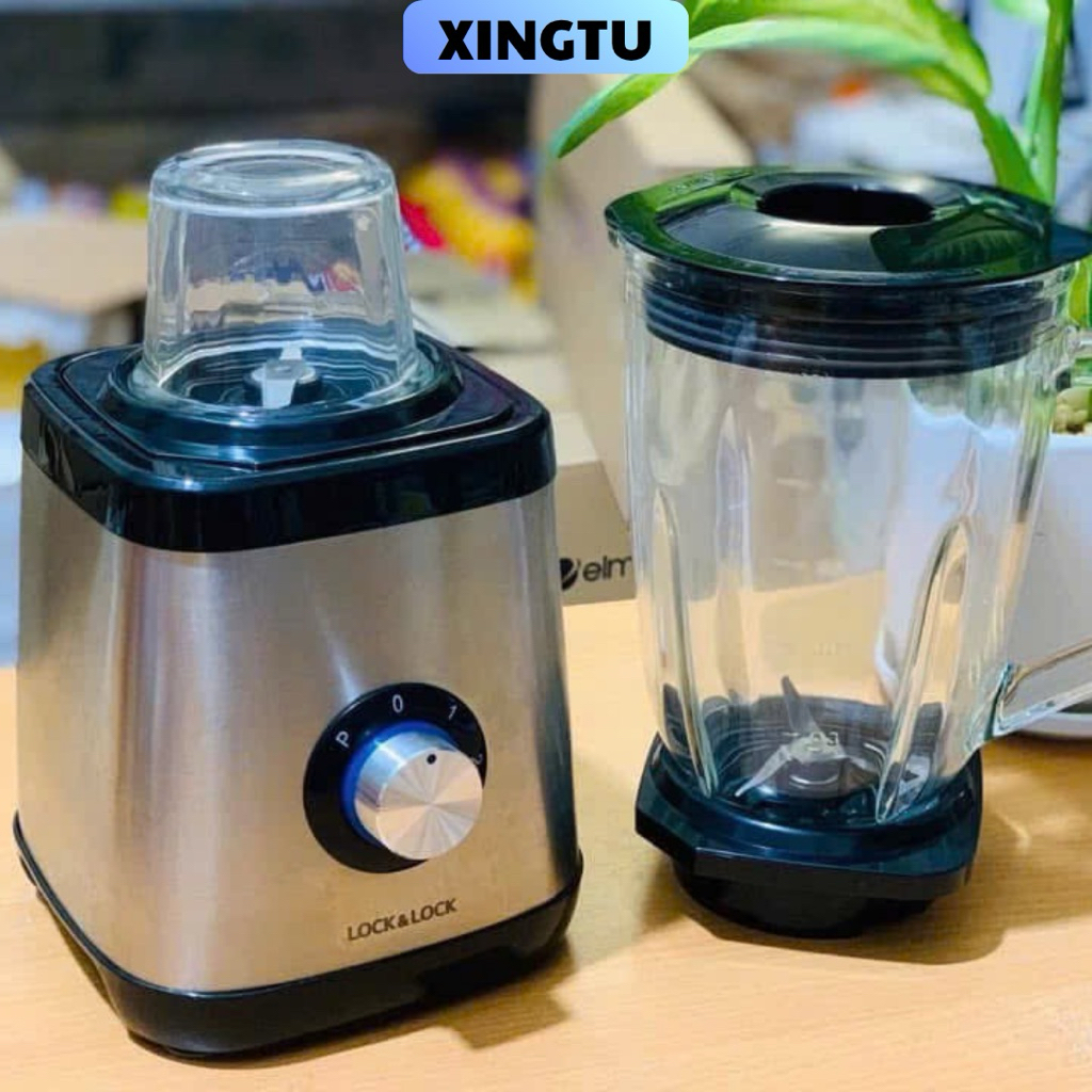 Máy Xay Sinh Tố LocknLock EJM366SLV Công Suất 600w Dung Tích 1.5L, 2 Cối  Thủy Tinh Bảo Hành Chính H