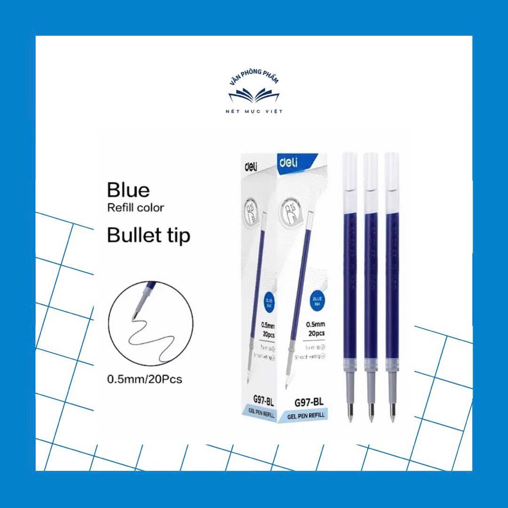 Ruột bút bi nước Deli G97-BL Gel Pen Refill