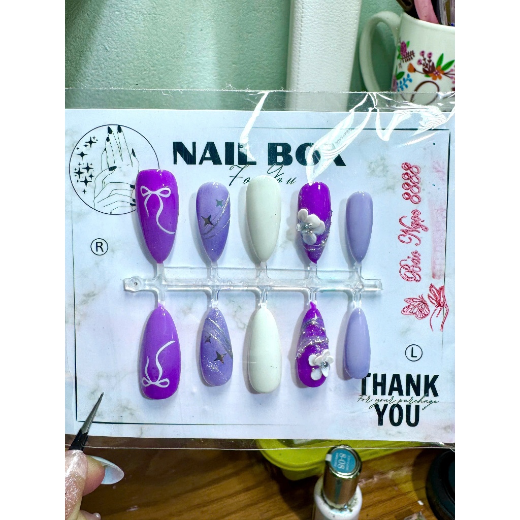 Nail box thiết kế, nail box tím, Nailsbox, nailbox, nails box, móng giả, móng up