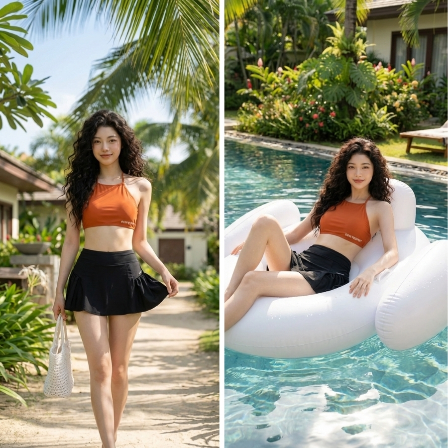 Quần bơi lẻ Nữ BIKINI PASSPORT kiểu xòe rũ - Đen - BS526_BL | BigBuy360 - bigbuy360.vn