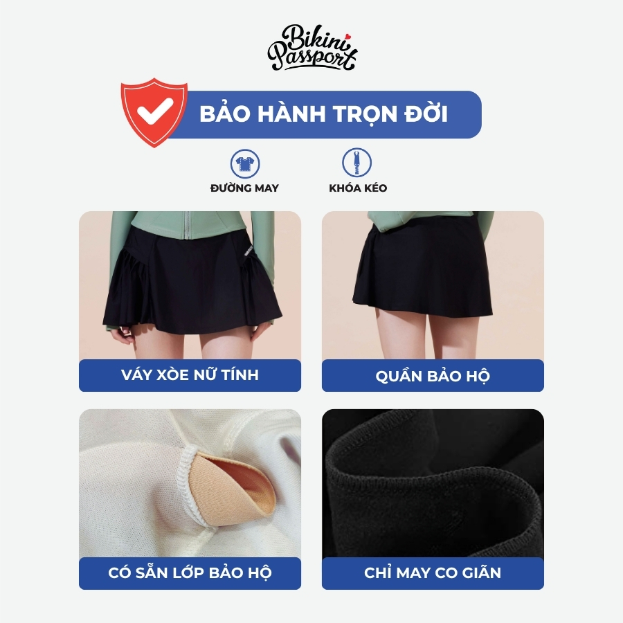 Quần bơi lẻ Nữ BIKINI PASSPORT kiểu xòe rũ - Đen - BS526_BL | BigBuy360 - bigbuy360.vn